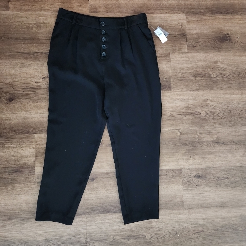 Anthropologie Black Sasha Button Fly Tapered Trouser
